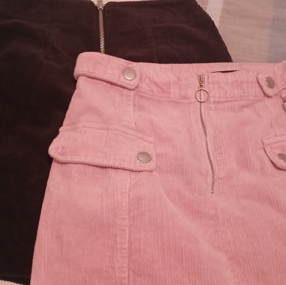 Two corduroy skirts, Forever 21 Pink Mini Skirt and Urban Outfitters Black Skirt - Picture 11 of 15